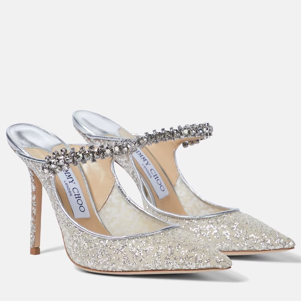Bing 100 glitter tulle mules WORN ONCE